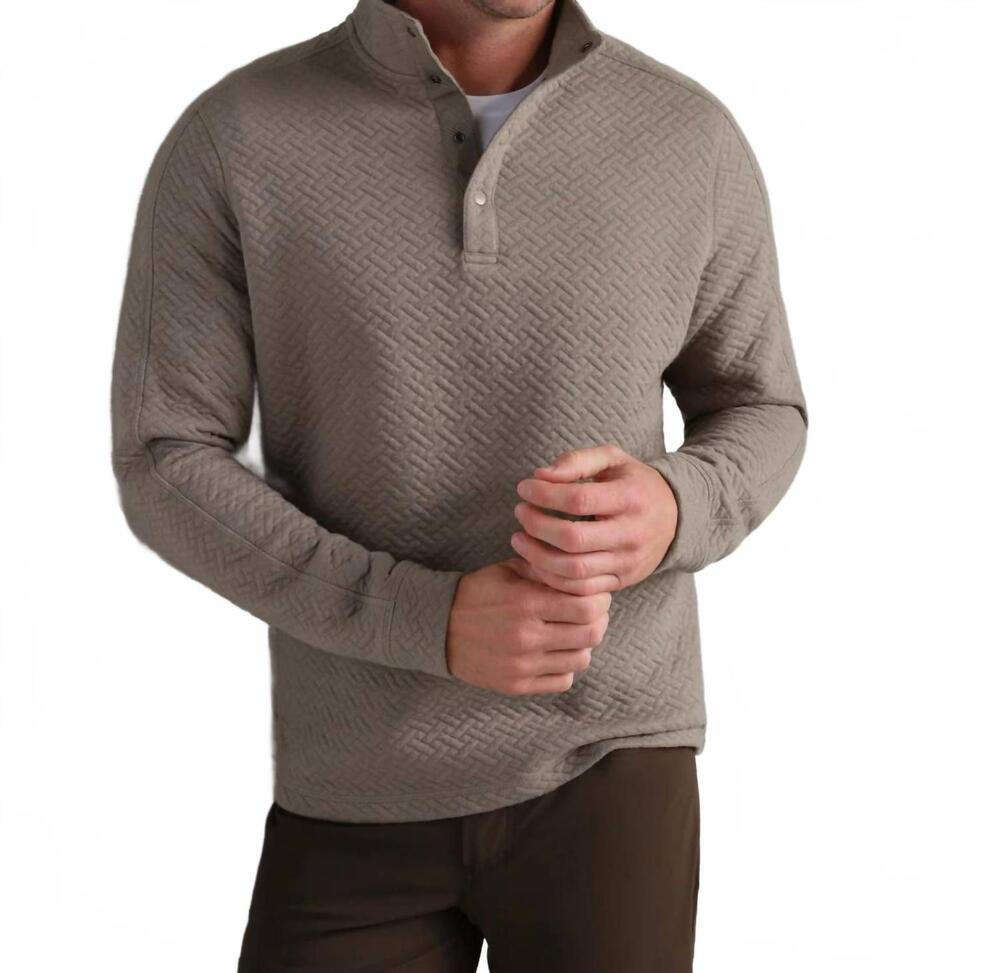 NEW RHONE weekender quilted pullover in foggy taupe
